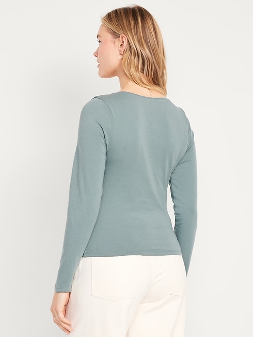 Image number 6 showing, Fitted Double-Layer Scoop-Neck Top