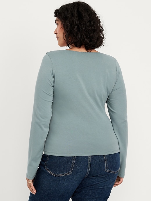 Image number 8 showing, Fitted Double-Layer Scoop-Neck Top