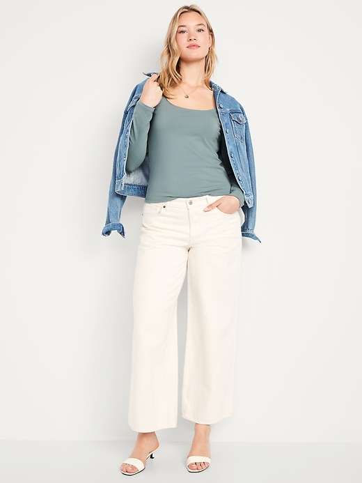Image number 3 showing, Fitted Double-Layer Scoop-Neck Top