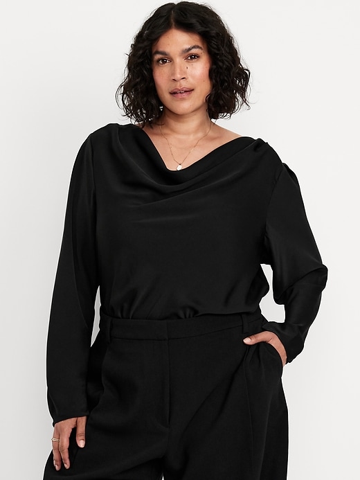 Image number 6 showing, Cowl-Neck Satin Top