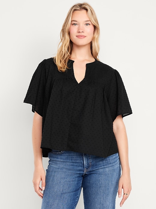Image number 5 showing, Flutter-Sleeve Swiss Dot Top