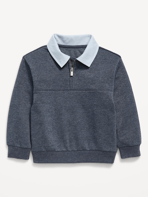 Image number 1 showing, Oversized Collared Quarter-Zip Sweatshirt for Toddler Boys
