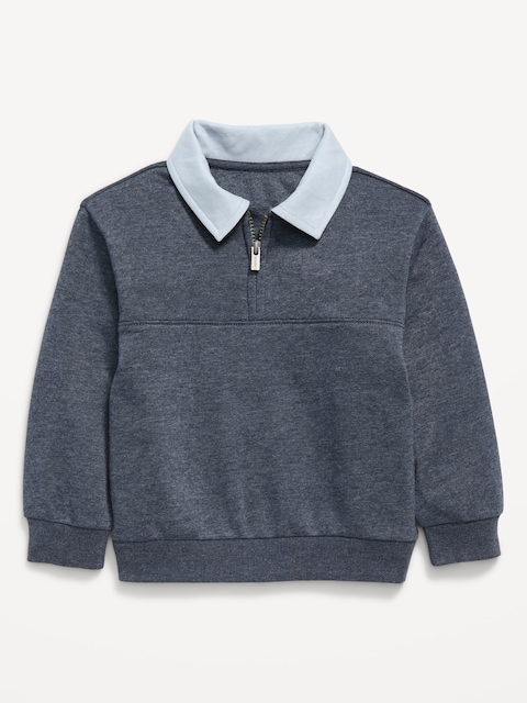 Oversized Collared Quarter-Zip Sweatshirt for Toddler Boys