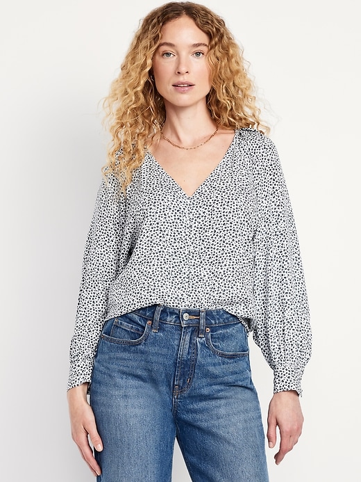 Image number 1 showing, Crepe Button-Down Top