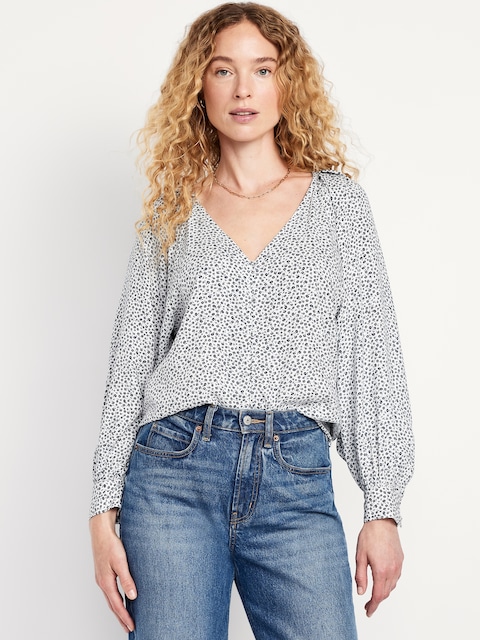 Crepe Button-Down Top - White