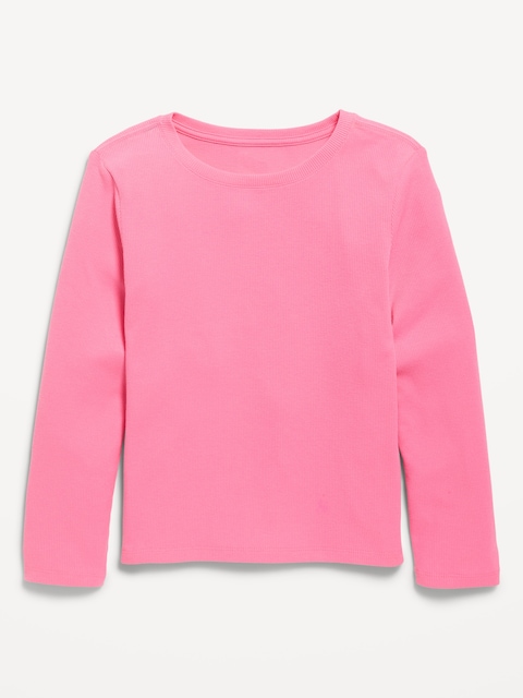 T-shirt côtelé ultra-doux à manches longues pour Fille - Claret Rosé