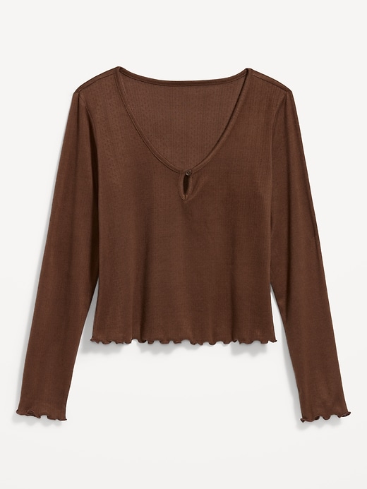 Image number 6 showing, Cozy Lettuce-Edge Pajama Top