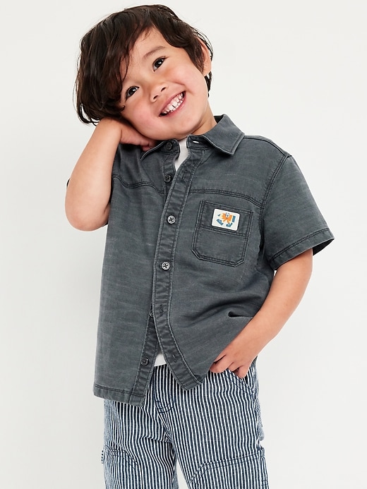 View large product image 1 of 2. Short-Sleeve Utility Pocket Shirt for Toddler Boys