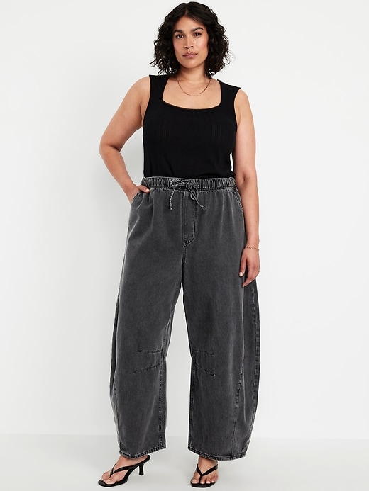 Image number 4 showing, High-Waisted Pull-On Barrel Jeans