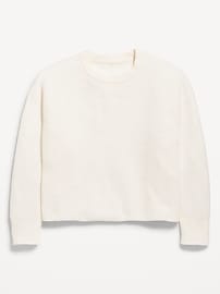 Image number 2 showing, SoSoft Long-Sleeve Ribbed Sweater for Girls