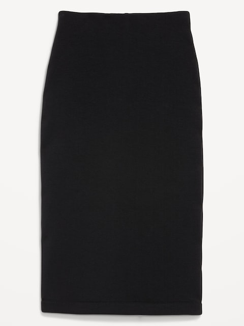 Extra High-Waisted Bounce Fleece Midi Skirt - Black Jack