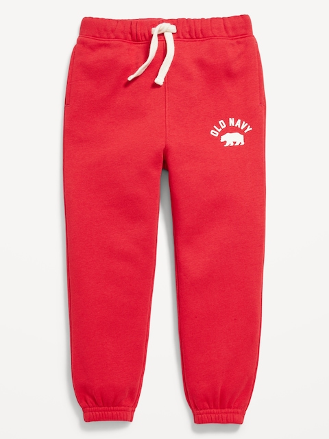 Cinched-Hem Unisex Logo-Graphic Jogger Sweatpants for Toddler - Red