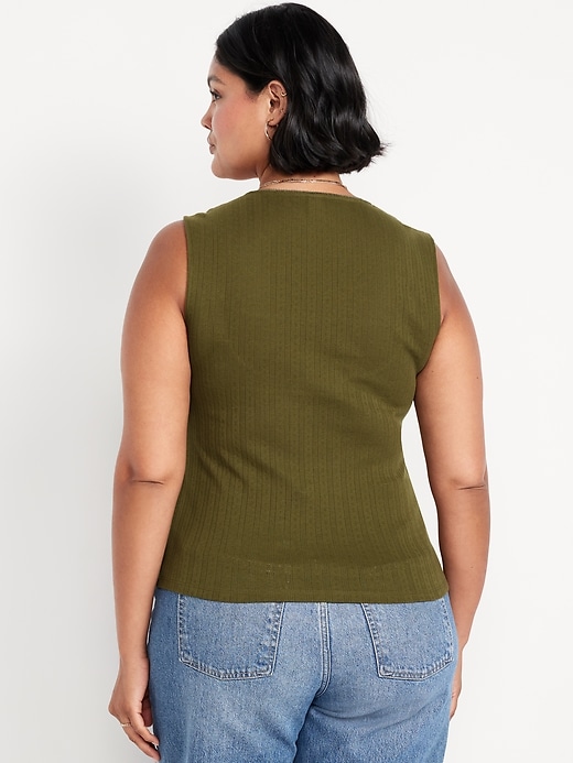 Image number 7 showing, Sleeveless Pointelle Top