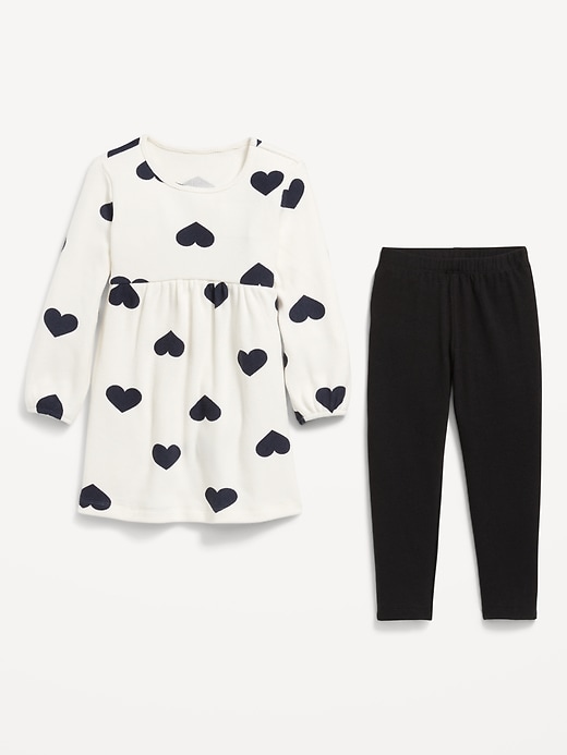 Image number 2 showing, Long-Sleeve Waffle-Knit Dress and Leggings Set for Toddler Girls