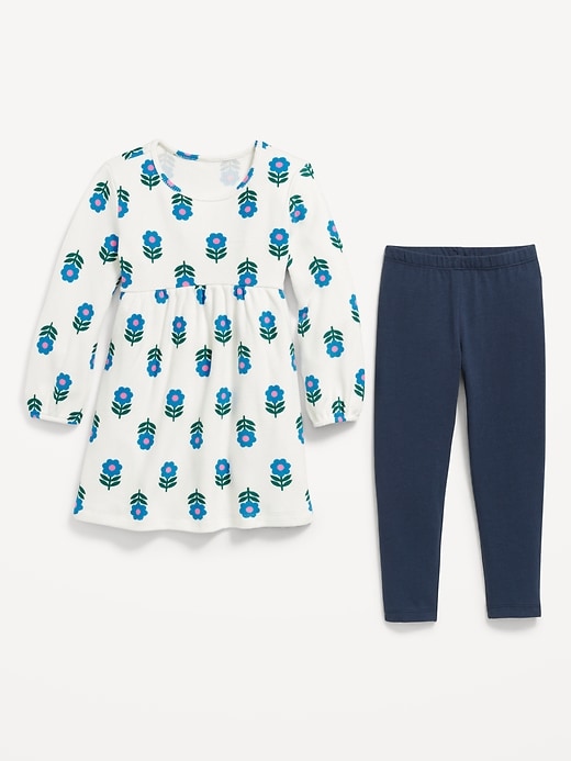 Image number 3 showing, Long-Sleeve Waffle-Knit Dress and Leggings Set for Toddler Girls