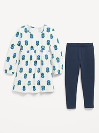 Image number 3 showing, Long-Sleeve Waffle-Knit Dress and Leggings Set for Toddler Girls