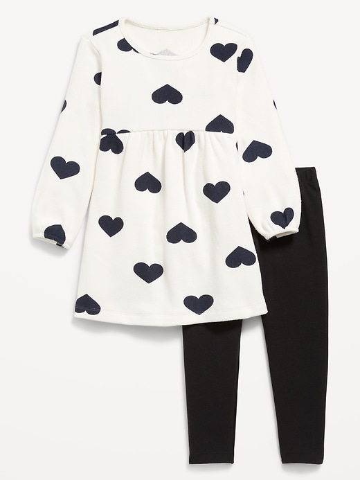 Image number 1 showing, Long-Sleeve Waffle-Knit Dress and Leggings Set for Toddler Girls