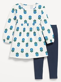 Image number 1 showing, Long-Sleeve Waffle-Knit Dress and Leggings Set for Toddler Girls