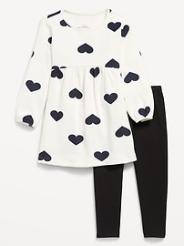 Image number 1 showing, Long-Sleeve Waffle-Knit Dress and Leggings Set for Toddler Girls