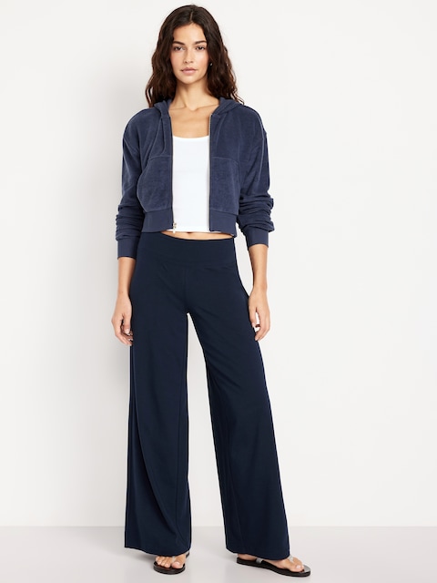 Mid-Rise Jersey Super Wide-Leg Leggings - Blue