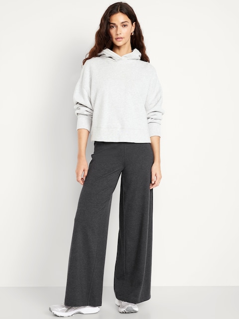 Mid-Rise Jersey Super Wide-Leg Leggings - Gray
