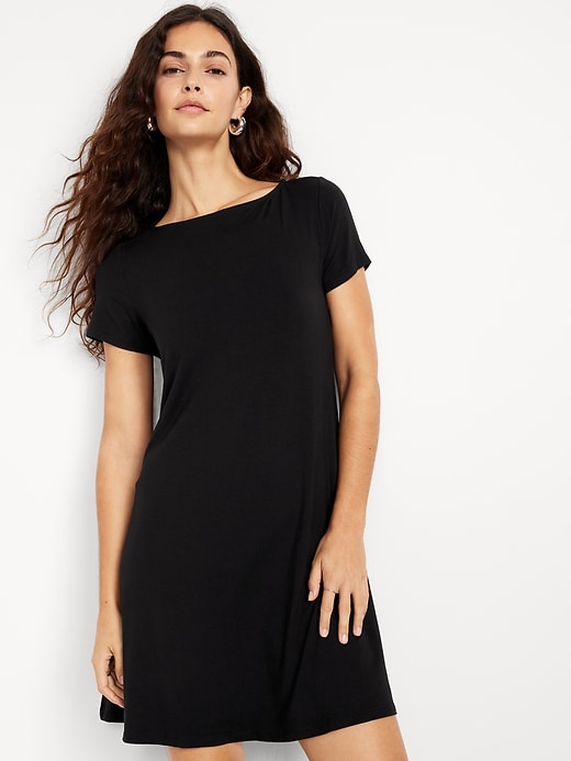 Image number 3 showing, Short-Sleeve Mini Swing Dress