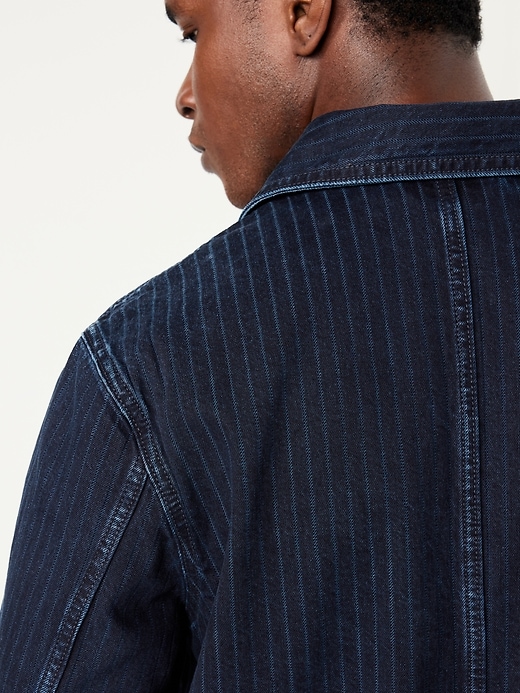 Image number 6 showing, Textured-Stripe Denim Chore Jacket