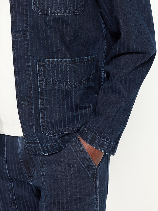 Image number 4 showing, Textured-Stripe Denim Chore Jacket