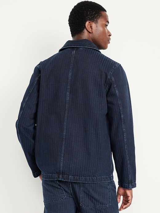 Image number 2 showing, Textured-Stripe Denim Chore Jacket