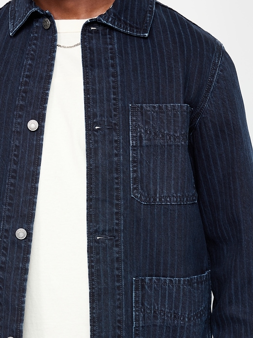 Image number 5 showing, Textured-Stripe Denim Chore Jacket