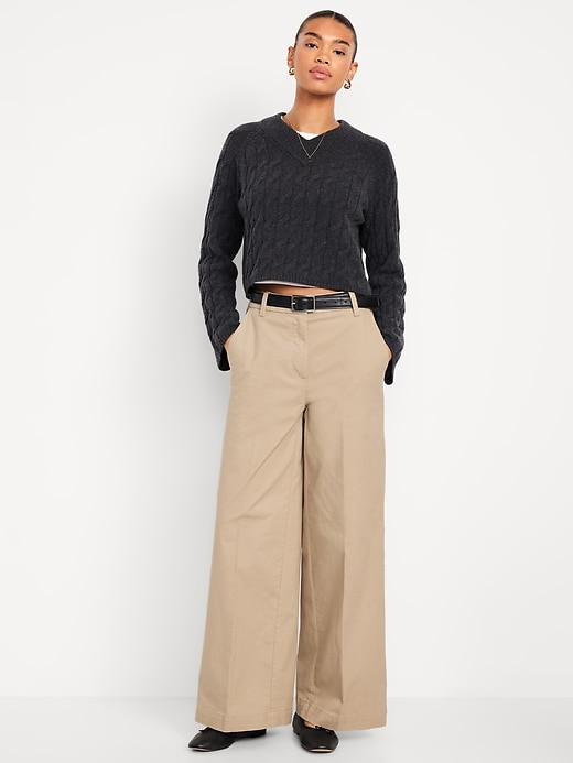Image number 1 showing, Extra High-Waisted Super Wide-Leg Chino Pants