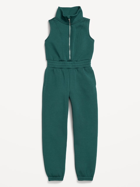 Bounce Fleece Sleeveless Zip-Front Jumpsuit for Girls - Emerald Isle