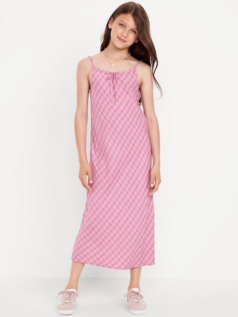 Printed Sleeveless Fit and Flare Maxi Dress for Girls - White