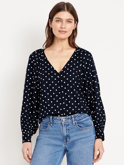 Image number 1 showing, Crepe Button-Down Top