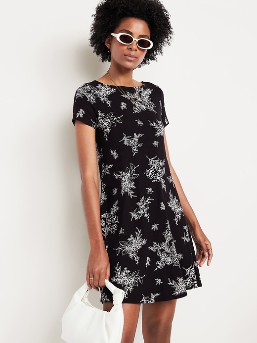 Image number 3 showing, Short-Sleeve Mini Swing Dress