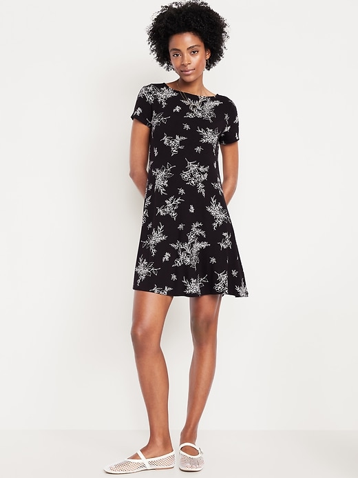 Image number 1 showing, Short-Sleeve Mini Swing Dress