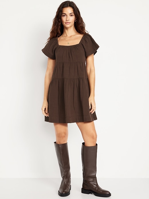 Image number 1 showing, Tiered Mini Swing Dress