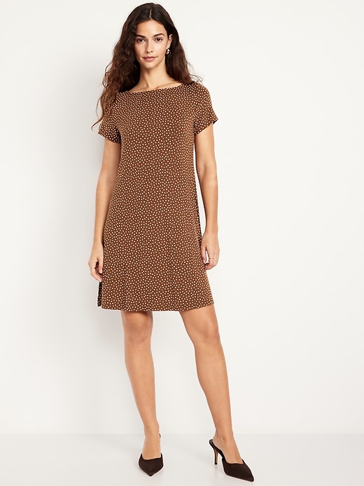 Image number 1 showing, Short-Sleeve Mini Swing Dress
