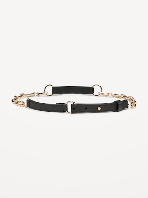 Faux Leather Chain Belt for Women
