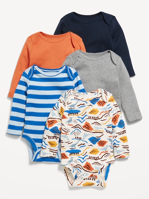 Long-Sleeve Bodysuit 5-Pack for Baby - Orange