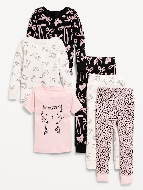 Snug-Fit Printed Pajama 6-Piece for Toddler & Baby - Kitty Cat