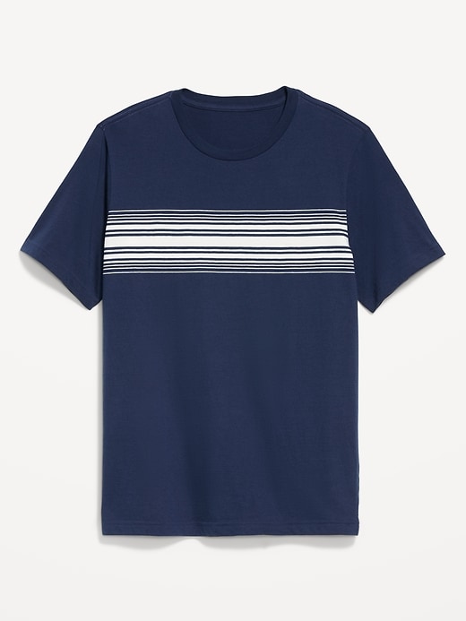 L'image numéro 4 présente T-shirt ras du cou à rayures