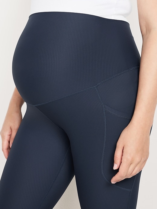 Image number 6 showing, Maternity Full Panel PowerSoft 7/8 Rib Leggings