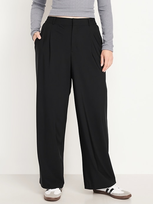 L'image numéro 2 présente Pantalon tailleur Tech élégant jambe large à taille haute