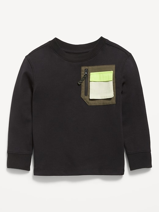 Image number 1 showing, Oversized Long-Sleeve Utility Pocket T-Shirt for Toddler Boys