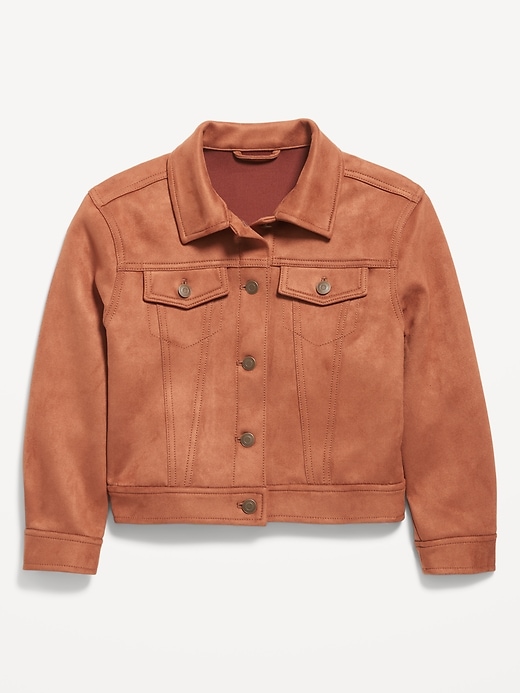 Image number 2 showing, Oversized Faux-Suede Trucker Jacket for Girls