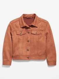 Image number 2 showing, Oversized Faux-Suede Trucker Jacket for Girls