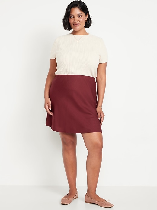 Image number 6 showing, High-Waisted Crepe Flounce Mini Skirt