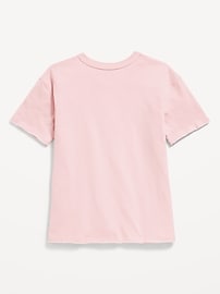 L'image numéro 2 présente T-shirt surdimensionné à lisière brute et à manches courtes avec imprimé pour fille