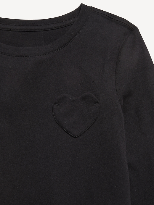Image number 3 showing, Softest Long-Sleeve Heart-Pocket T-Shirt for Girls